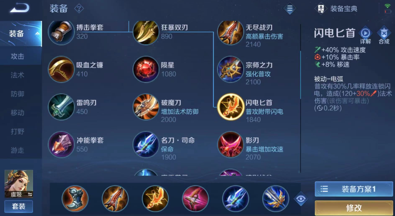 王者荣耀虞姬最强出装顺序是什么