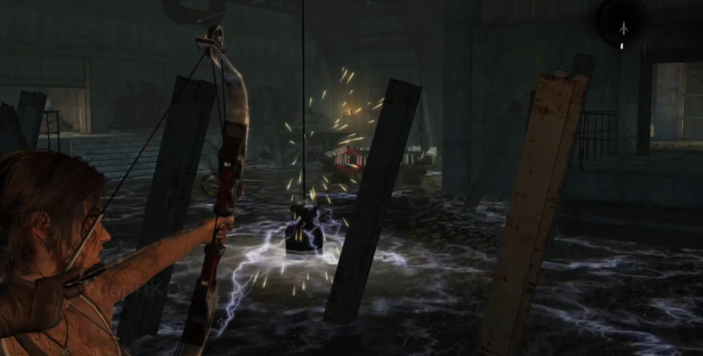 古墓丽影怎么把电线从水里移出来